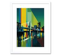 Artery8 Wall Art Print Glasgow Bells Bridge Modern Geometric Cityscape Artwork Framed 9X7 Inch in White | Size: W7" x H9" Artery8 White W7" x H9"