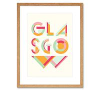 Artery8 Wall Art Print Glasgow Colourful Word Art Framed 9X7 in Beige | Size: W7" x H9" Artery8 Beige W7" x H9"