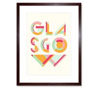 Artery8 Wall Art Print Glasgow Colourful Word Art Framed 9X7 in Brown | Size: W7" x H9" Artery8 Brown W7" x H9"