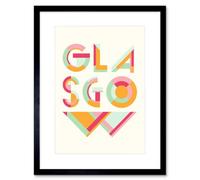 Artery8 Wall Art Print Glasgow Colourful Word Art Framed 9X7 Inch