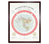 Artery8 Map Gleason 1892 World Time Calculator Flat Earth Art Print Framed Poster Wall Decor 12x16 inch