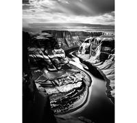 Artery8 Wall Art Print Glen Canyon Colorado River Bend Black & White Photograph High Contrast Dramatic Landscape Poster in Grey | Size: W12" x H16" Artery8 Grey W12" x H16"