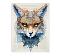 Artery8 Wall Art Print Gods Blue The Fox Unclassified Document Robot Hybrid Secret Military Schematic Futuristic Arcane Manuscript Gift For Him Man Artery8 Multicolor W12" x H16"