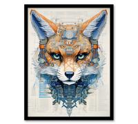 Artery8 Wall Art Print Gods Blue The Fox Unclassified Document Robot Hybrid Secret Military Schematic Futuristic Arcane Manuscript Gift For Him Man Artery8 Black W12" x H16"