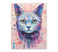 Artery8 Wall Art Print Gods Cat Blue Unclassified Doc 228 Creation Robot Hybrid Secret Military Schematic Futuristic Arcane Manuscript Gift For Him Artery8 Multicolor W24" x H32"
