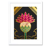 Wee Blue Coo Gold Edge Scottish Thistle Flower Illustration Sc otland Framed Art Print