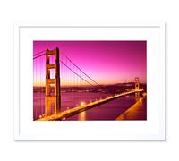 Artery8 Wall Art Print Golden Gate Bridge San Francisco Art Black Framed 9x7 inch in White | Size: W7" x H9" Artery8 White W7" x H9"