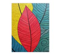 Artery8 Wall Art Print Gond Painting Style Close Up Leaves Line Drawing Patterns Poster | Size: W12" x H16" Artery8 Multicolor W12" x H16"
