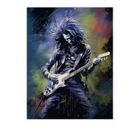 Artery8 Wall Art Print Gothic Metal Guitar Virtuoso Colourful Artwork Musician Playing Music Solo Poster | Size: W12" x H16" Artery8 Multicolor W12" x H16"