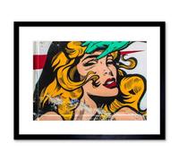 Artery8 Wall Art Print Graffiti Blonde Woman Framed 9X7 Inch