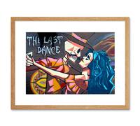 Artery8 Wall Art Print Graffiti Last Dance Death Skeleton Framed in Beige | Size: W7" x H9" Artery8 Beige W7" x H9"