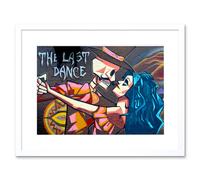 Artery8 Wall Art Print Graffiti Last Dance Death Skeleton Framed in White | Size: W7" x H9" Artery8 White W7" x H9"