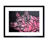Artery8 Wall Art Print Graffiti Pig Piglet Framed in Black | Size: W7" x H9" Artery8 Black W7" x H9"