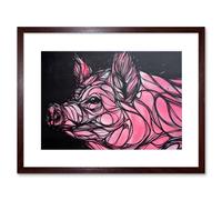 Artery8 Wall Art Print Graffiti Pig Piglet Framed in Brown | Size: W7" x H9" Artery8 Brown W7" x H9"