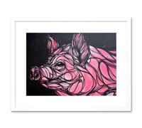 Artery8 Wall Art Print Graffiti Pig Piglet Framed in White | Size: W7" x H9" Artery8 White W7" x H9"