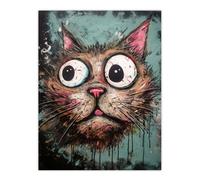 Artery8 Wall Art Print Graffiti Street Art Bug Eyed Cat Artwork By Tom Jones Poster | Size: W24" x H32" Artery8 Multicolor W24" x H32"