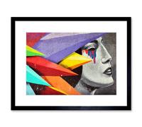 Artery8 Wall Art Print Graffiti Woman Tears Street Art Framed in Black | Size: W7" x H9" Artery8 Black W7" x H9"