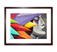 Artery8 Wall Art Print Graffiti Woman Tears Street Art Framed in Brown | Size: W7" x H9" Artery8 Brown W7" x H9"
