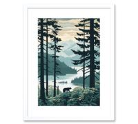 Artery8 Wall Art Print Great Bear Rainforest Coastal Mountain Landscape Artwork Framed 9X7 Inch in White | Size: W7" x H9" Artery8 White W7" x H9"