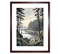 Artery8 Wall Art Print Great Bear Rainforest Hikers Coastal Landscape Artwork Framed 9X7 Inch in Brown | Size: W7" x H9" Artery8 Brown W7" x H9"