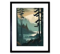 Artery8 Wall Art Print Great Bear Rainforest Misty Sunrise Landscape Artwork Framed 9X7 Inch