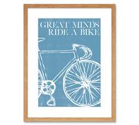 Artery8 Wall Art Print Great Minds Ride A Bike Artwork Framed 9X7 Inch in Beige | Size: W7" x H9" Artery8 Beige W7" x H9"