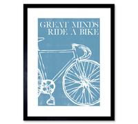 Artery8 Wall Art Print Great Minds Ride A Bike Artwork Framed 9X7 Inch in Black | Size: W7" x H9" Artery8 Black W7" x H9"