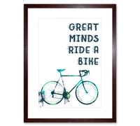 Artery8 Wall Art Print Great Minds Ride A Bike Paint Splat Artwork Framed 9X7 Inch in Brown | Size: W7" x H9" Artery8 Brown W7" x H9"