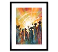 Artery8 Wall Art Print Group Singing Hymns at Sunrise Abstract Female Gospel Choir Modern Watercolour Painting Artwork Framed 9X7 Inch Artery8 Black W7" x H9"