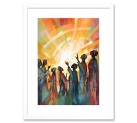 Artery8 Wall Art Print Group Singing Hymns at Sunrise Abstract Female Gospel Choir Modern Watercolour Painting Artwork Framed 9X7 Inch Artery8 White W7" x H9"