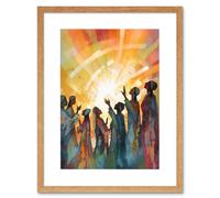 Artery8 Wall Art Print Group Singing Hymns at Sunrise Abstract Female Gospel Choir Modern Watercolour Painting Artwork Framed 9X7 Inch Artery8 Beige W7" x H9"