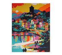 Wall Art Print Guanabara Bay Rio De Janeiro Brazilian Beach Seascape Vibrant Bold Bright Colourful Painting Poster Artery8 Multi W24 inch x H32 inch