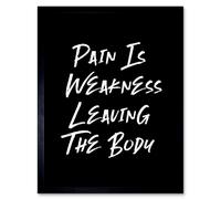 Artery8 Wall Art Print Gym Decor Pain Is Weakness Leaving The Body Inspirational Exercise Decor Art Framed in Black | Size: W12" x H16" Artery8 Black W12" x H16"