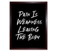Artery8 Wall Art Print Gym Decor Pain Is Weakness Leaving The Body Inspirational Exercise Decor Art Framed in Brown | Size: W12" x H16" Artery8 Brown W12" x H16"