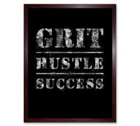 Artery8 Wall Art Print Gym Inspiration Grit Hustle Respect Exercise Workout Motivational Decor Art Framed in Brown | Size: W12" x H16" Artery8 Brown W12" x H16"