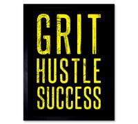 Artery8 Wall Art Print Gym Motivation Grit Hustle Respect Exercise Workout Decor Art Framed in Black | Size: W12" x H16" Artery8 Black W12" x H16"