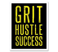 Artery8 Wall Art Print Gym Motivation Grit Hustle Respect Exercise Workout Decor Art Framed in White | Size: W12" x H16" Artery8 White W12" x H16"