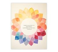 Artery8 Wall Art Print Happiness is the Path Buddhist Mindfulness Quote Mandala Poster in Orange | Size: W12" x H16" Artery8 Orange W12" x H16"