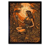 Artery8 Wall Art Print Harvest Ritual Libations Modern Pagan Art Framed in Black | Size: W12" x H16" Artery8 Black W12" x H16"