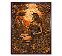 Artery8 Wall Art Print Harvest Ritual Libations Modern Pagan Art Framed in Brown | Size: W12" x H16" Artery8 Brown W12" x H16"