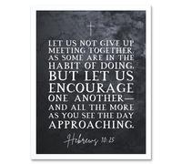 Artery8 Wall Art Print Hebrews 10:25 Let Us Encourage One Another Christian Bible Verse Quote Scripture Typography Art Framed | Size: W12" x H16" Artery8 White W12" x H16"