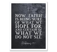 Artery8 Wall Art Print Hebrews 11:1 Faith is Being Sure of What We Hope For Christian Bible Verse Quote Scripture Typography Art Framed Artery8 White W12" x H16"