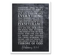 Artery8 Wall Art Print Hebrews 12:1-2 Let Us Fix Our Eyes on Jesus Christian Bible Verse Quote Scripture Typography Art Framed | Size: W12" x H16" Artery8 White W12" x H16"