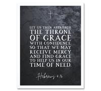 Artery8 Wall Art Print Hebrews 4:16 Approach The Throne Help us in Our Time of Need Christian Bible Verse Quote Scripture Typography Art Framed Artery8 White W12" x H16"