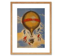 Artery8 Wall Art Print Henri Lachambre Hot Air Balloon Vintage France Framed in Beige | Size: W7" x H9" Artery8 Beige W7" x H9"