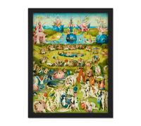 Artery8 Wall Art Print Hieronymus Bosch Garden Earthly Delights Painting Large Framed Wall Décor Art in Light Oak | Size: W18" x H24" Artery8 Light Oak W18" x H24"