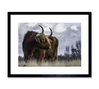 Artery8 Wall Art Print Highland Cow Coo Scottish Framed in Black | Size: W7" x H9" Artery8 Black W7" x H9"