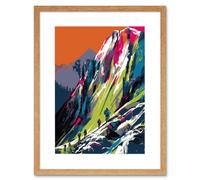 Artery8 Wall Art Print Hikers on Helvellyn Mountain Ridge Landscape Artwork Framed 9X7 Inch in Beige | Size: W7" x H9" Artery8 Beige W7" x H9"
