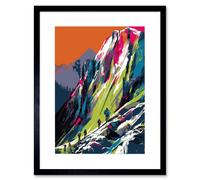 Artery8 Wall Art Print Hikers on Helvellyn Mountain Ridge Landscape Artwork Framed 9X7 Inch in Black | Size: W7" x H9" Artery8 Black W7" x H9"