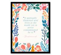 Wall Art Print Hinduism Illuminated Soul Bhaskarananda Hindu Quote Floral Framed Art Artery8 Multi A4
